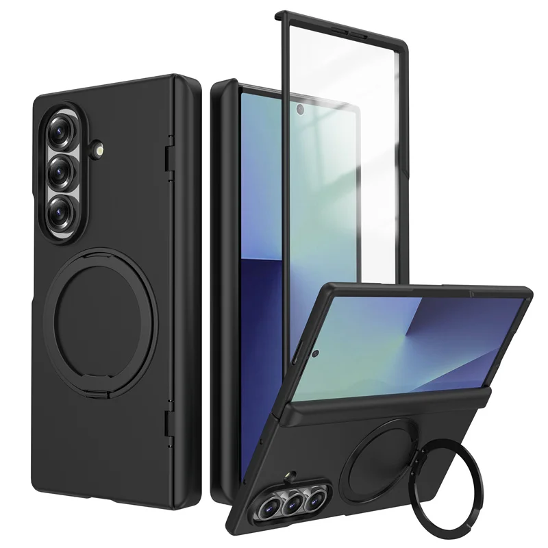 

360° Rotating Magnetic Holder Hinge Phone Case For Samsung Galaxy Z Fold 7 Fold7 5G Wireless Charging Shockproof Magsafe Cover