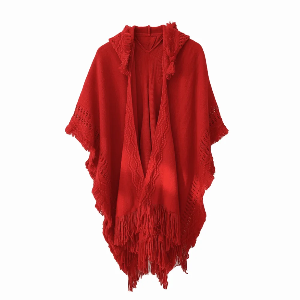 

Элегантная вязаная толстовка с кисточками, шаль, вязаный крючком верх, женский плащ, большие шарфы, однотонные вечерние накидки на осень и зиму