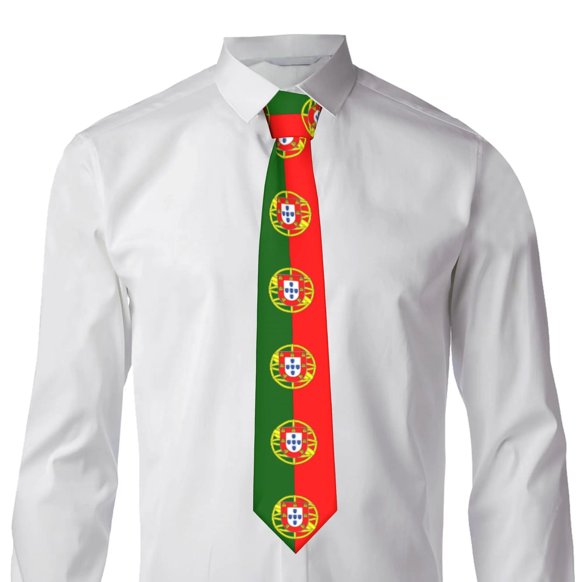 Flag of Portugal Tie Men's Formal Silk Portuguese Republic Coat of Arms Neckties for Party