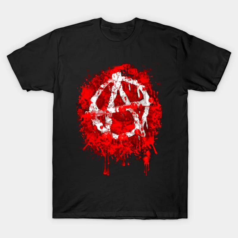 Novelty Blood Anarchy Symbol Anarchist T Shirt New 100% Cotton Short Sleeve O-Neck T-shirt Casual Mens Top