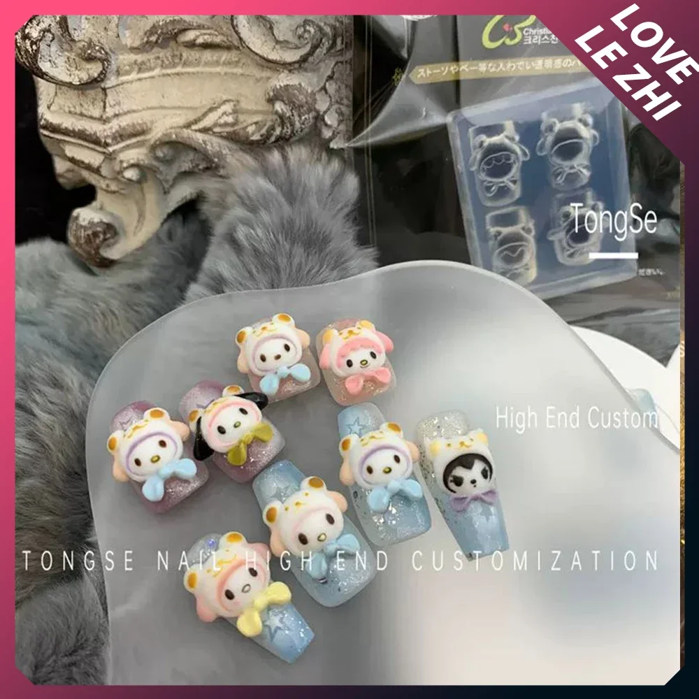 

Sanrioed My Melodys Kuromi аниме дизайн ногтей смола силиконовая форма Diy 3D лук Kawaii инструменты для изготовления ногтей силиконовая резная форма комплект