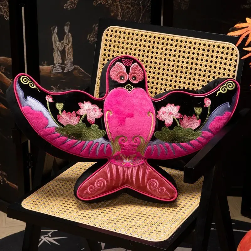 New Chinese paper kite creative throw pillow, living room sofa embroidery, waist pillow, special-shaped pillow