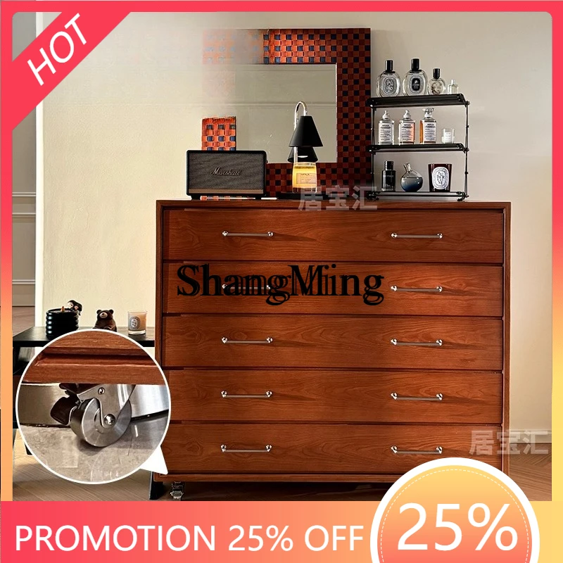 

Тумба прикроватная SM с пятью ящиками, массив дерева, простой дизайн, высокая вместимость, передвижная, для спальни