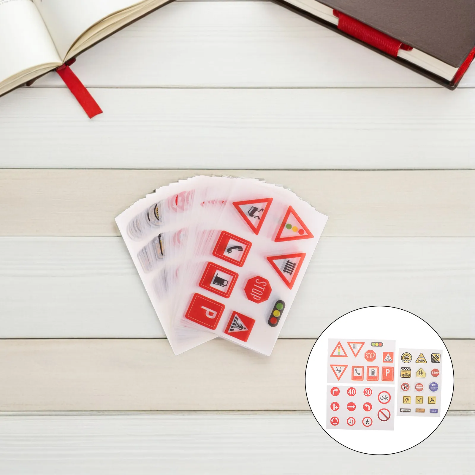 

30Pcs Traffic Signs Sticker Transportation Road Decals Peel Stick Removable High Visibility Car Window Wall Classroom Home Decor