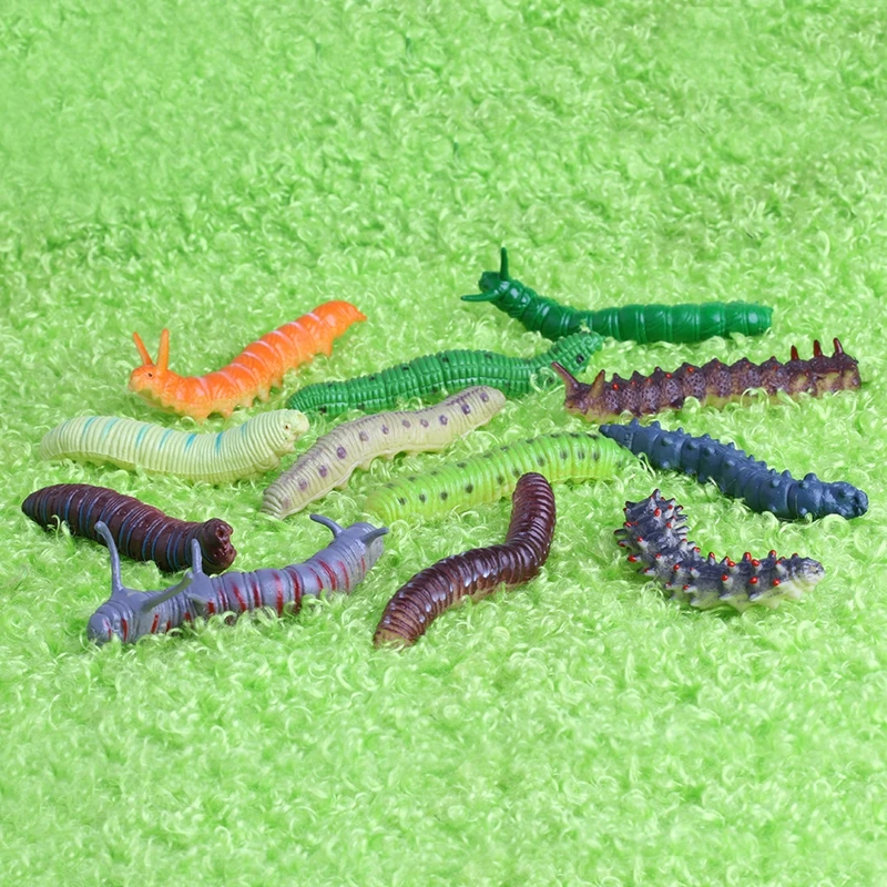 12 x Worm Realistic Fake Insect Educational Trick Toy Plastic