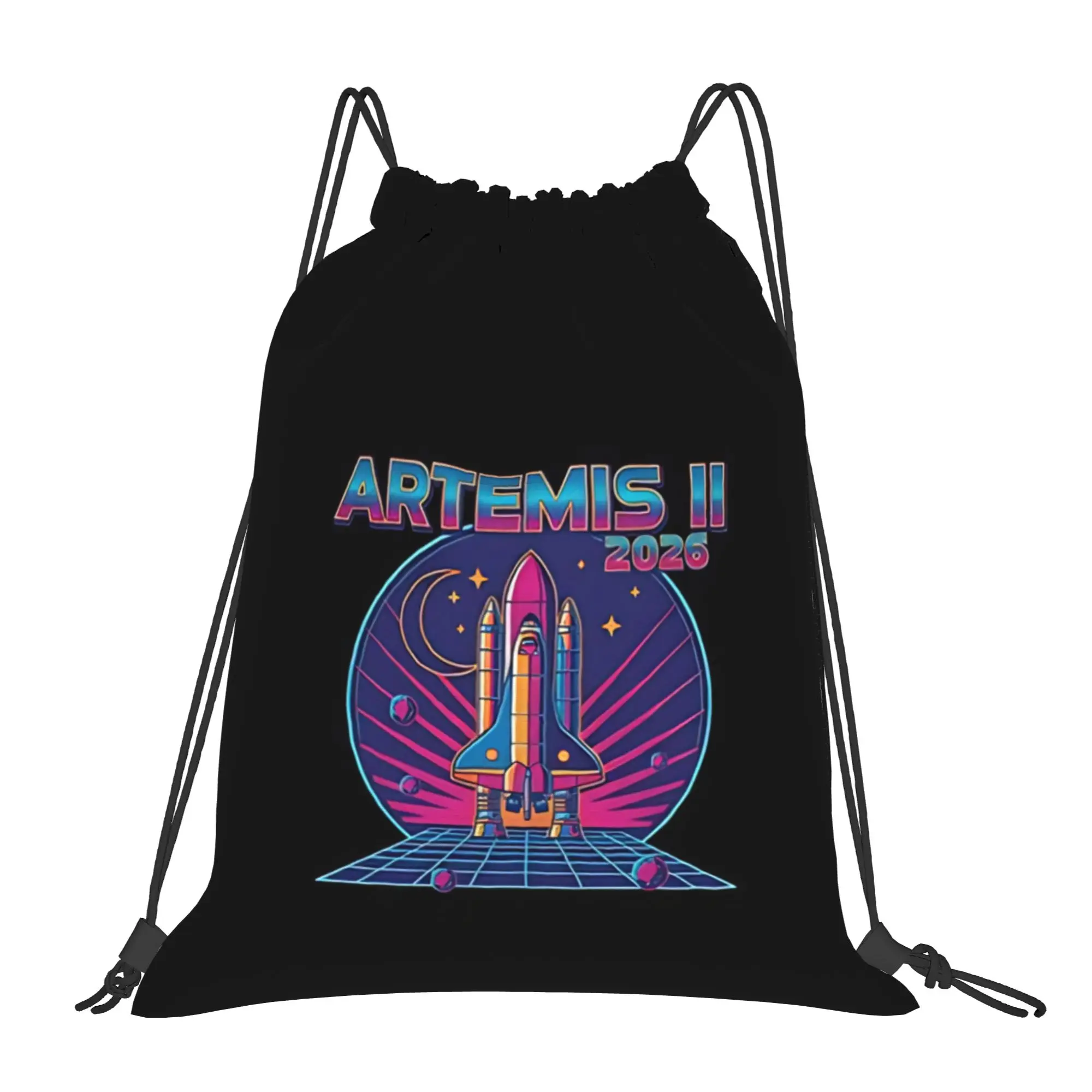 2026 Artemis II 15  Multi-function Pocket Men Women Storage Backpack Teenager Travel Bag Print Drawstring Bags