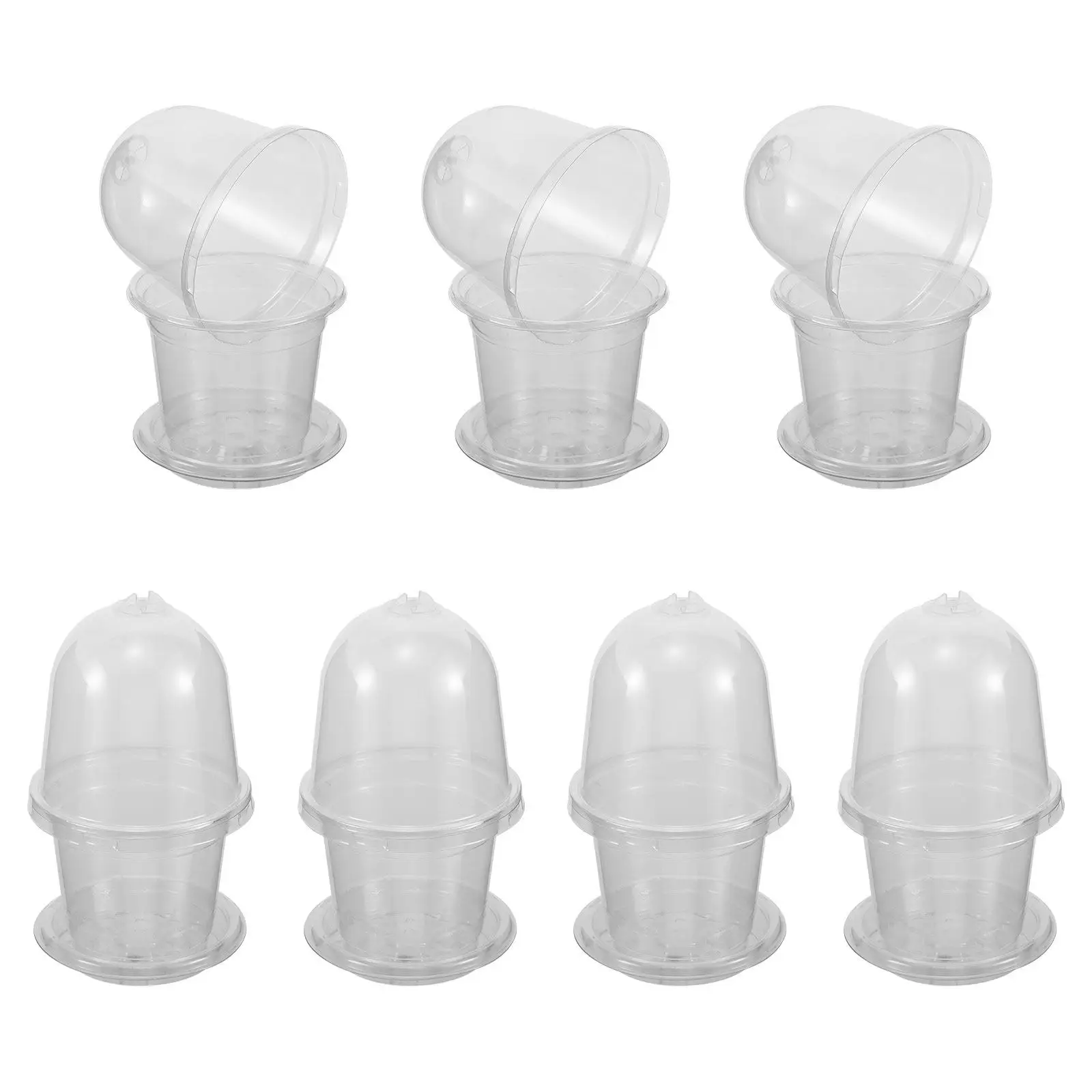 10Pcs Clear Plastic Nursery Pots Seed Starter Cups Transparent Lid Germination Pots Home Balcony Plant Propagation Mini