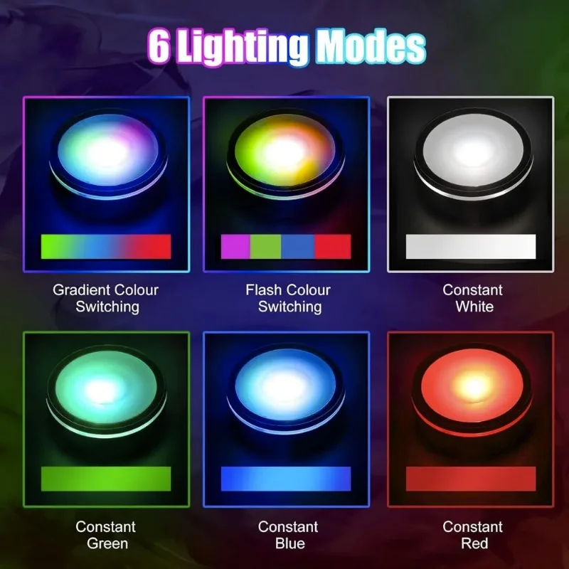 LED Light Base Colorful Round Show Stand Display Base Plate 6 color for 3D Crystal Glass Art Crystal Display Base Stand