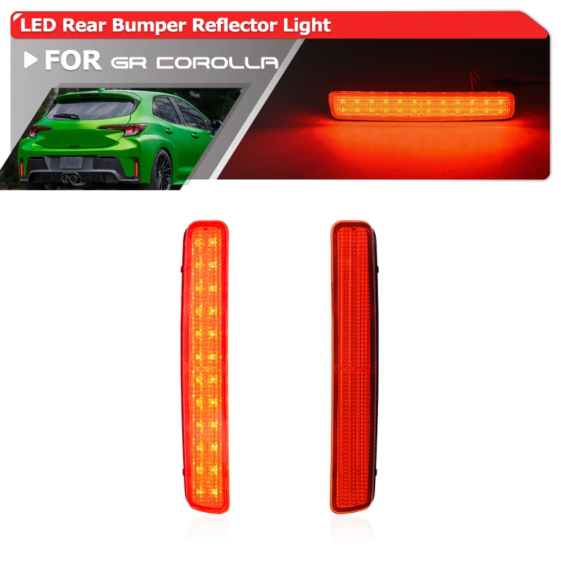 2x OE-Spec For 2023+ Toyota GR Corolla E210 Full Red LED Rear Bumper Reflector Lights Car Tail Brake/Stop Signal Lamps