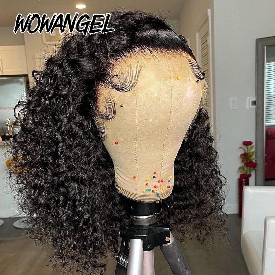 Parrucche anteriori in pizzo con onda d'acqua al 250% Parrucche corte per capelli umani Parrucche 13x6 HD Parrucca frontale completa in pizzo Pre pizzicate Parrucche ricci profondi per le donne