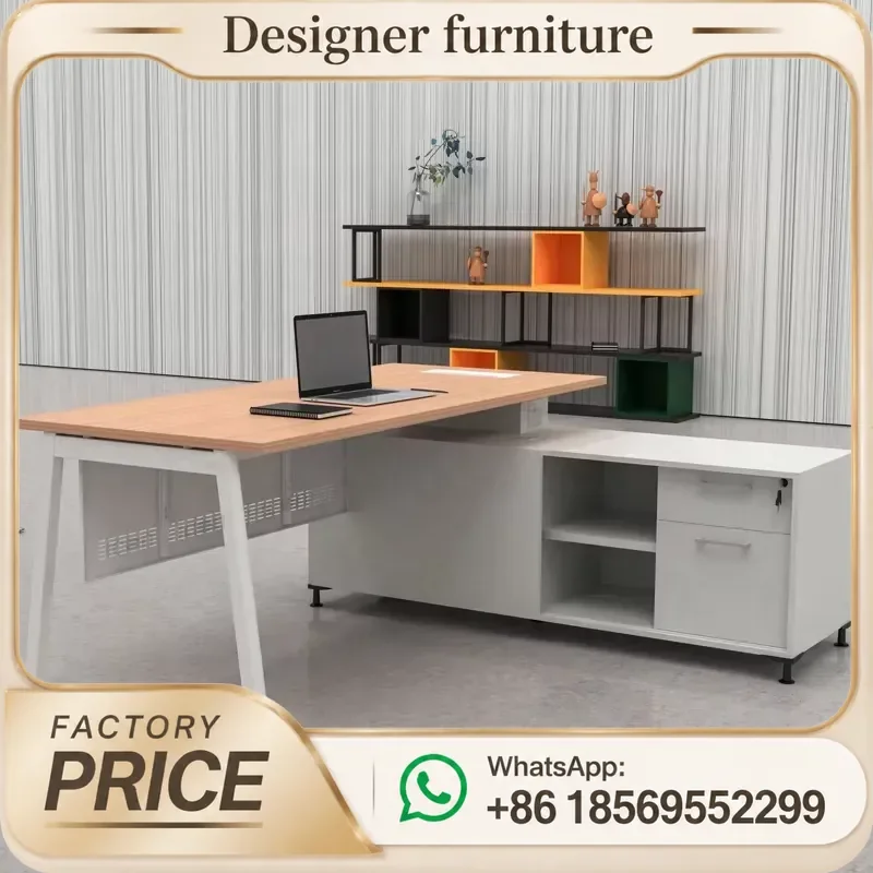 L Shaped Executive Office Desk With Drawer White Manager Workstation For Home Office Computer Table With Side Storage