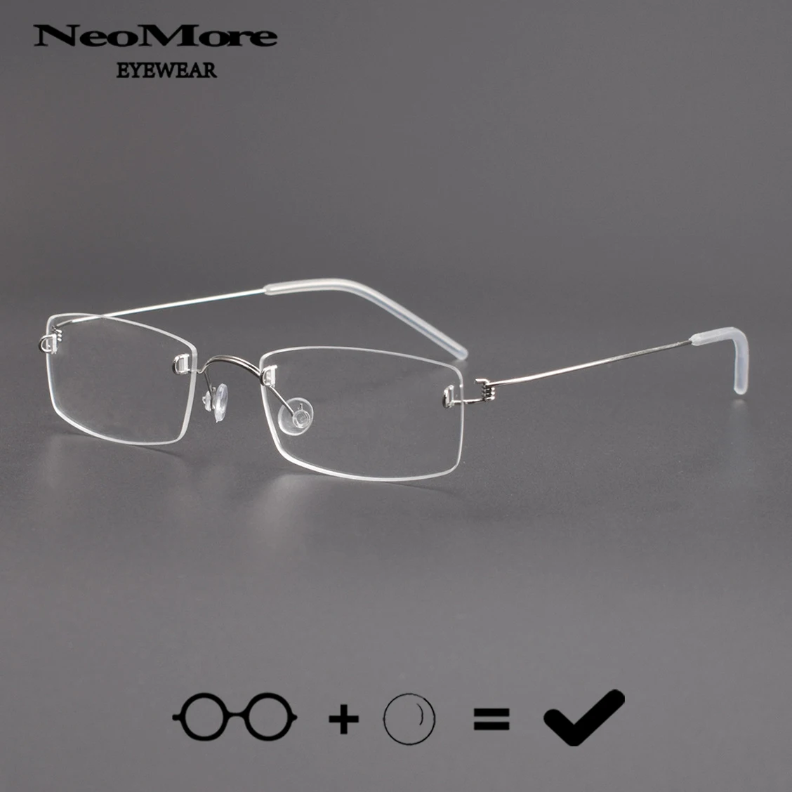 

High Quality Rimless Glasses MR-8 Optical Prescription Myopia Reading Eyewear Men's Multifocal Photochromic Myopia Spectacles