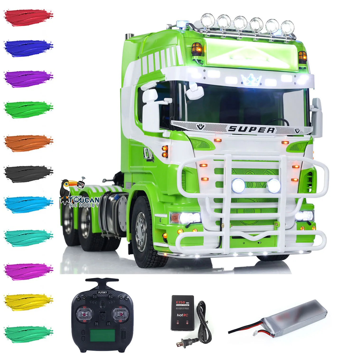 Jouet 1/14 échelle 6*6 bricolage RC tracteur camion voiture en métal modèle à 3 vitesses avec son léger fumer peint fini véhicule radiocommandé