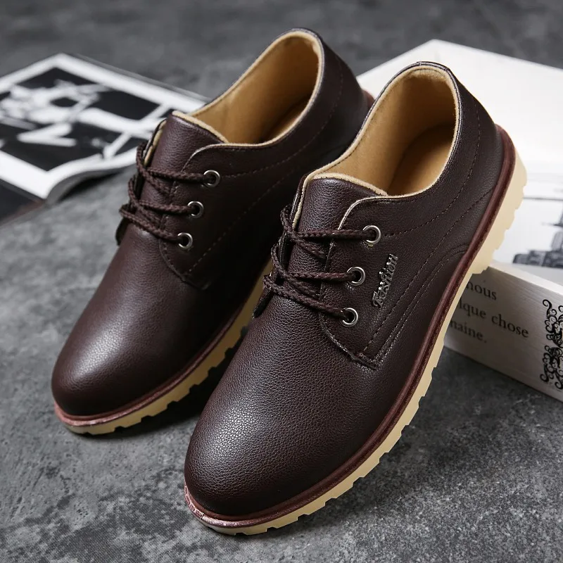 Men Dress Shoes Leather Man Oxford Shoes Lace Up Men Casual Moccasins Comfortable Fashion Office Footwear Loafers Male