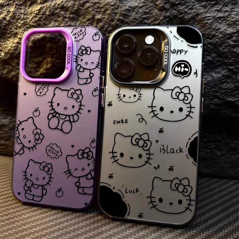 

Cute Lines Hello Kitty PC Case for Samsung Galaxy A24 A33 A34 A14 A13 A23 A55 A15 A35 A25 A05 A05S 5G A54 A53 A32 A52 A52S Cover