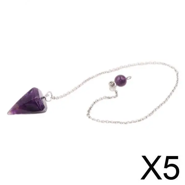 

Crystal Stone Hexagonal Column Pendant Necklace Pink Gemstones Jewelry for Women Dowsing Divination