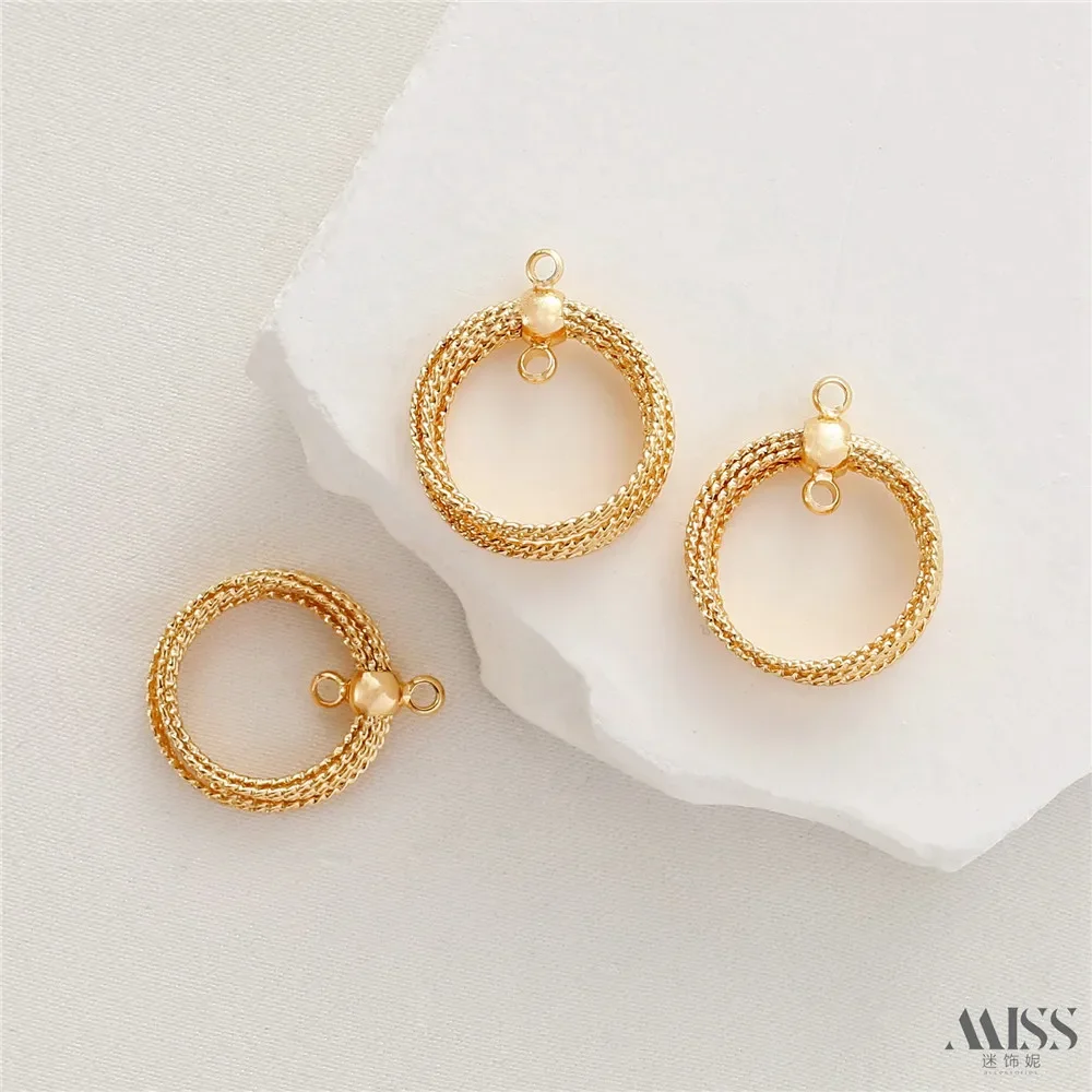 14K Gold-wrapped Multi-layer Batch Wreath Copper Wire Winding Double Hanging Ring Pendant DIY Ear Hanging Ear Jewelry Accessorie