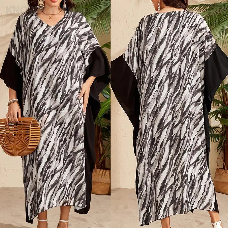 2026 Summer New Loose Beach Cover-Up Women Print Robe Sun Protection Dress Oversized Bikini Dress Swimsuit Cover-Up Beach Wear