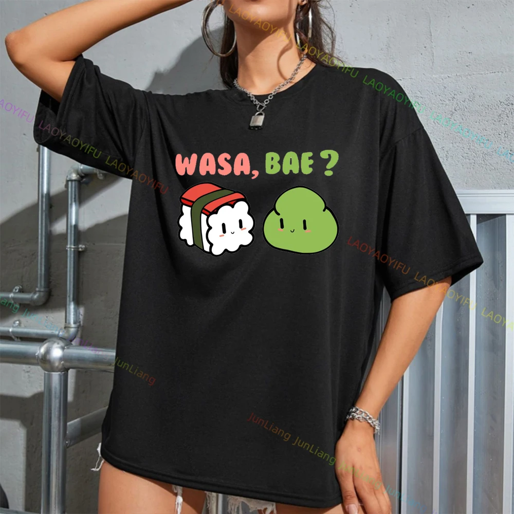 Wasa Bae Sushi and Wasabi ملابس مضحكة للنساء 100% قطن قصير الأكمام تي شيرت للرجال الملابس الجمالية Y2k بلوزة كلاسيكية #2