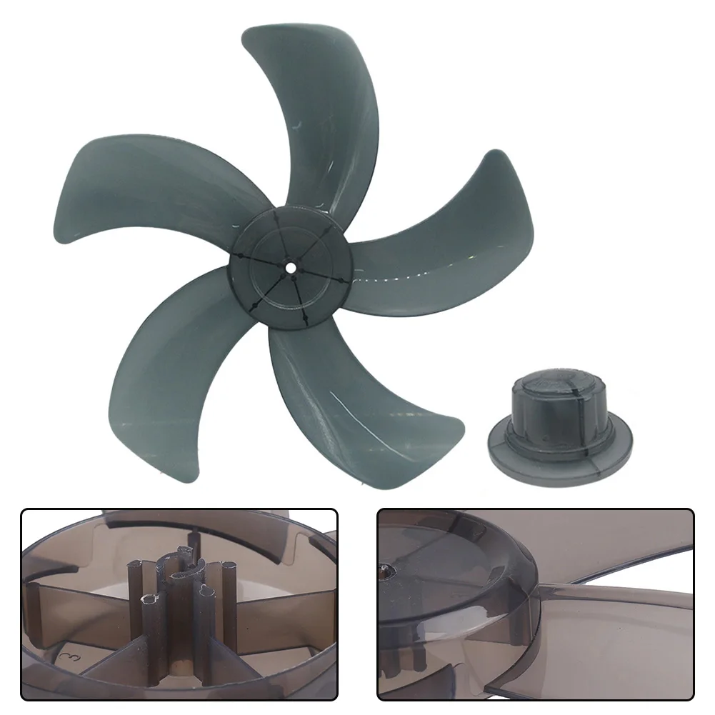 For Pedestal Fan Fan Blade With Nut Cover Five Leaves Fan Blade Home Comfort Minimal Noise Operation Noise Reduction