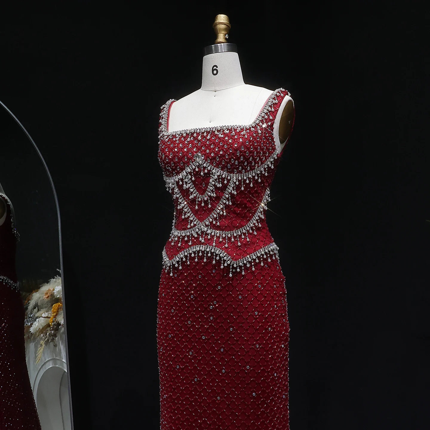 Sharon Said Luxuriöses Graues Meerjungfrauen-Abendkleid mit Zwei Teilen Perlen Kristall für Damen Hochzeit Party Ballkleid SS631 Maßanfertigung – Detail 27