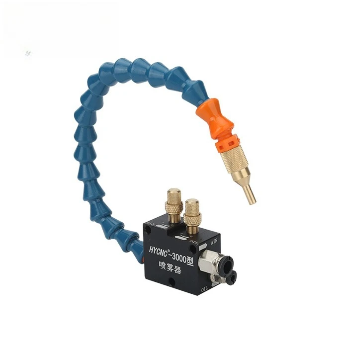 Plastic coolant bamboo pipe connected to stainless steel universal adjustable coolant nozzle