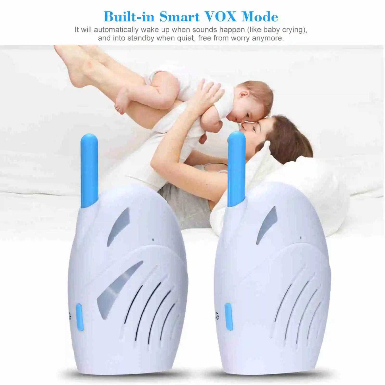 Rilevatore per bambini 2.4GHz Citofono wireless a 2 vie Allarme sonoro per pianto Rilevatore per bambini per fotocamera wireless domestica