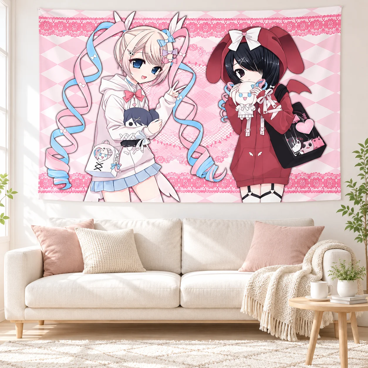 Needy Streamer Overload Tapestry, Needy Girl Overdose Fan Art Wall Tapestry, Aesthetic Anime Game Wall Decor for Dorm Bedroom