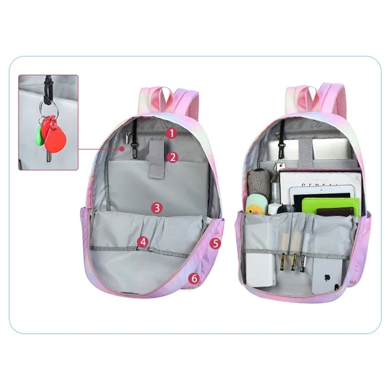 Mochilas coloridas para meninas, mochilas escolares à prova d'água grandes para estudantes, bolsa de viagem para crianças do ensino médio