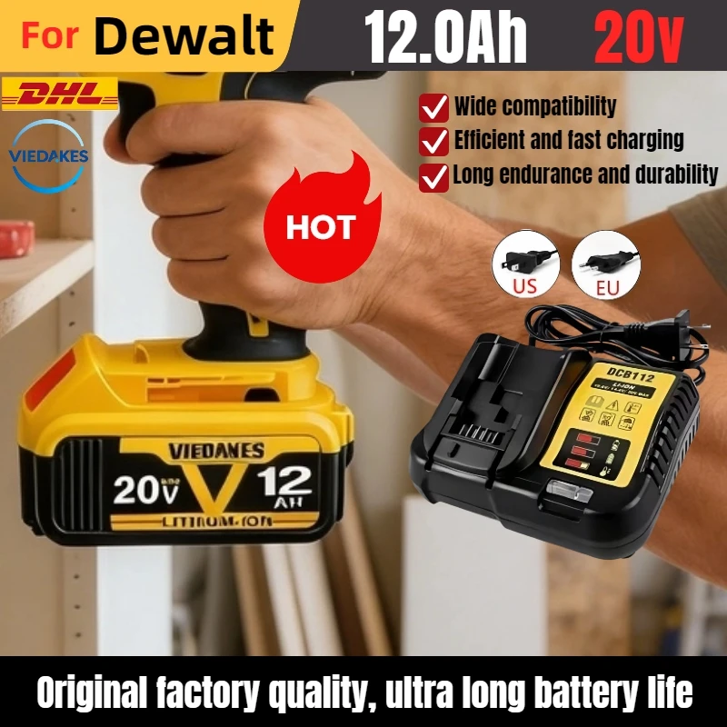 

for DeWalt 18v 20V Lithium Ion Batteries 20V 12Ah DCB203 Li ion Battery ReplacementDCB206 DCB205 DCB204 DCB200Power Tools