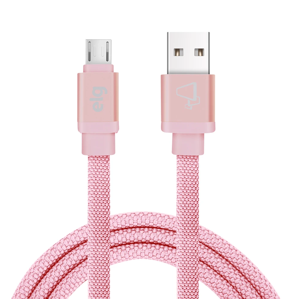 Micro USB Cable Natural Touch Canvas Pink 1m - ELG