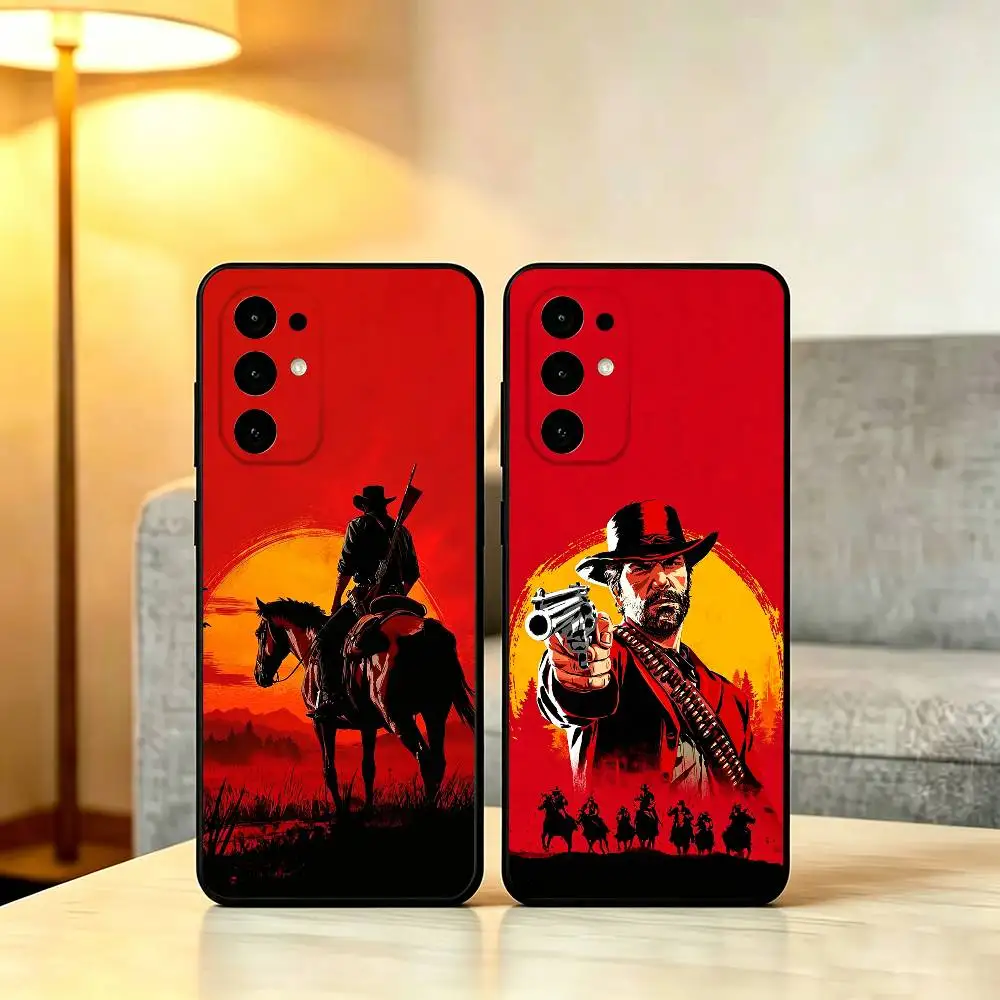 Coque de téléphone rouge D-Dead R-Redemption 2 pour Samsung S25, S24, S21, S22, S23, S30, Ultra, S20, Plus, Fe, Lite, Note, 10, Housse noire souple