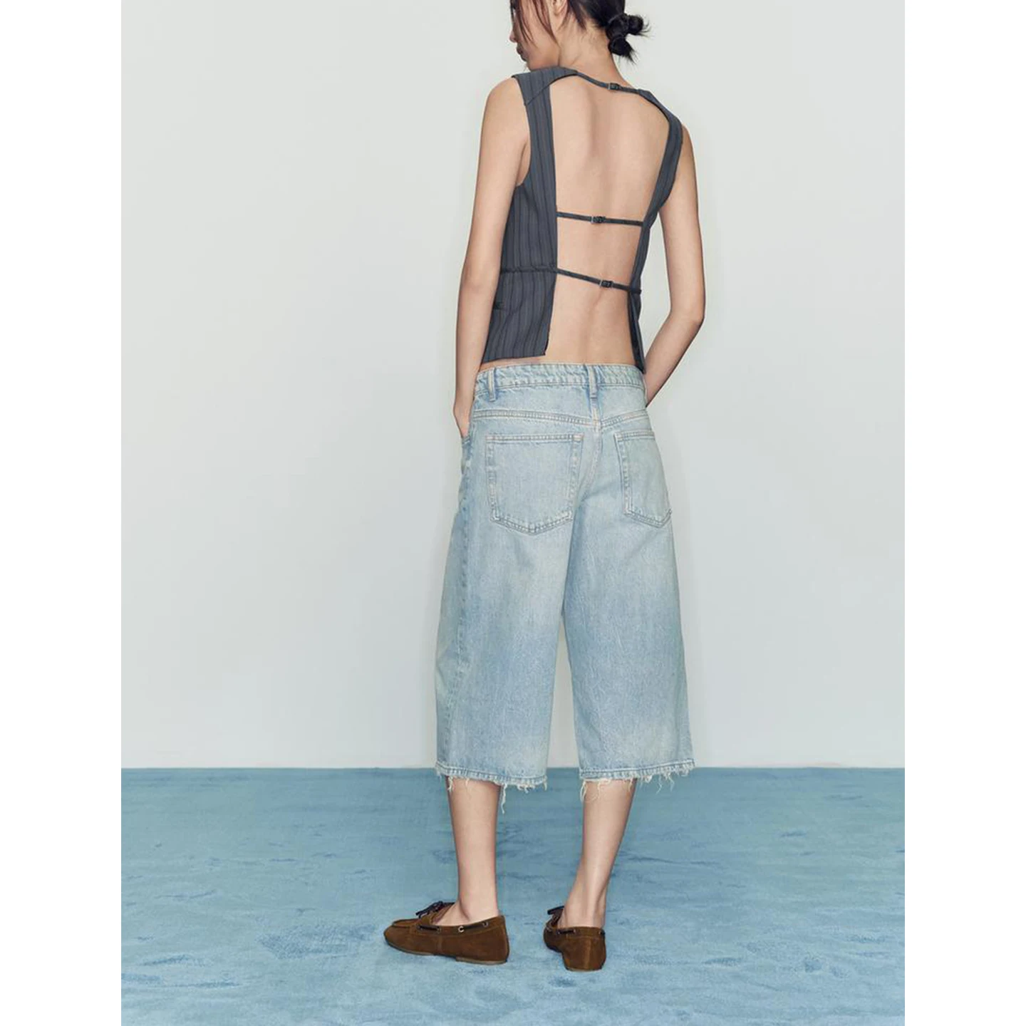 المرأة عادية Sle V-Ne Svel خطاف معدني ربط سليم شريط سترة علوية جديد الخريف وصول ألياف البوليستر ort طول #4