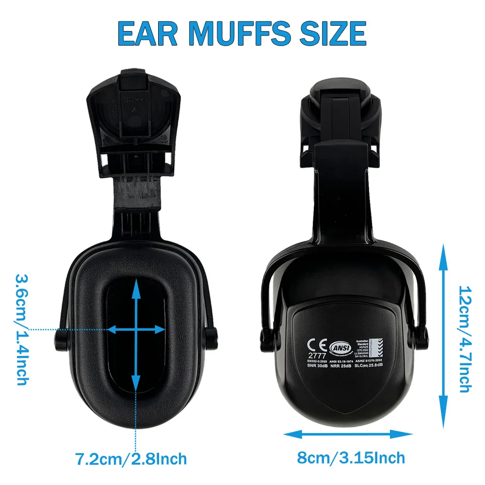 CE معلقة نوع غطاء للأذنين لخوذة السلامة البناء العمل حماية السمع السكك الحديدية واقية أذن مقاومة للضوضاء للقبعة الصلبة #5
