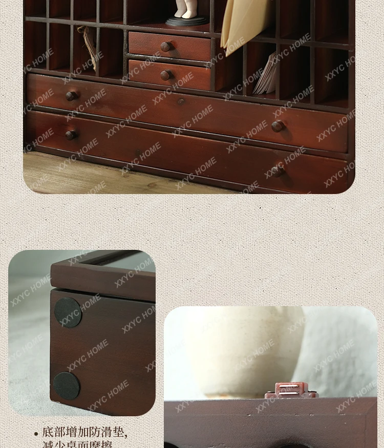 Figure Display Cabinet Desktop Transparent Acrylic Dustproof Medieval Rare Cabinet Solid Wood Blind Box Display Cabinet