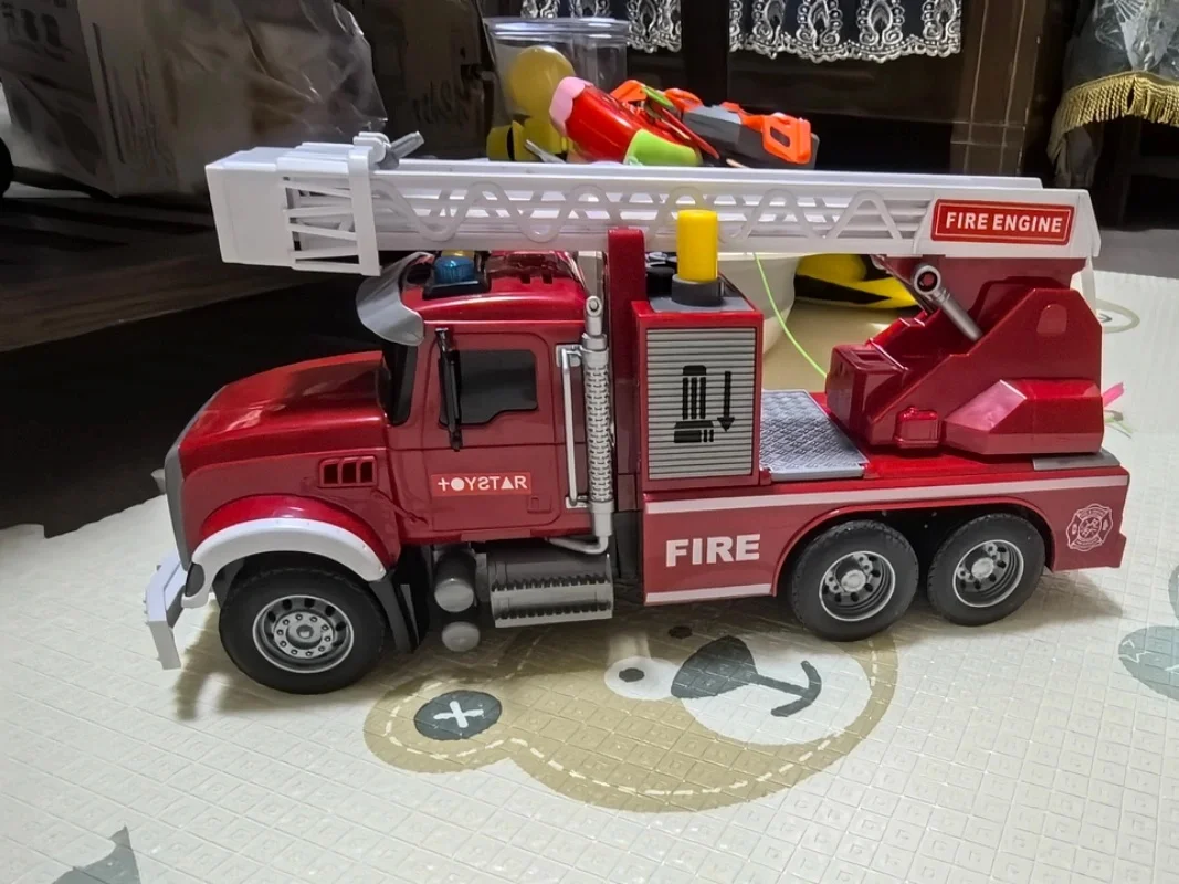 B454 novo motor de incêndio pode pulverizar água sprinkler caminhão tanque de óleo carro infantil, brinquedo de caminhão de escada extragrande