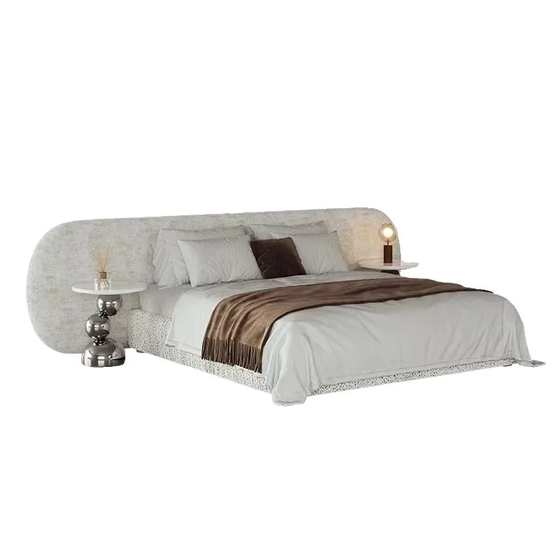 Italian minimalist fabric bed, French cream-style master bed, high-end furniture uptight bed