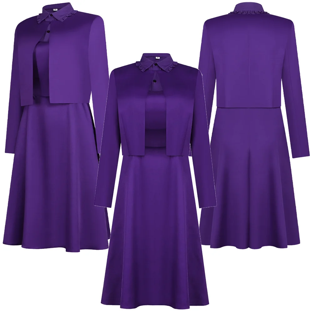 

Agnes cosplay The Testaments costume Women Purple Dress Cropped Jacket Halloween Carnival Fancy Dress Roleplay Outfit Disguise