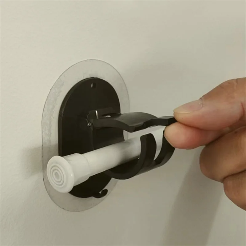 2pcs Curtain Rod Bracket Holder Self Adhesive Wall Mount Fits Curtain Rod Clamp Fixing Device Without Punching Adhesive Bracket