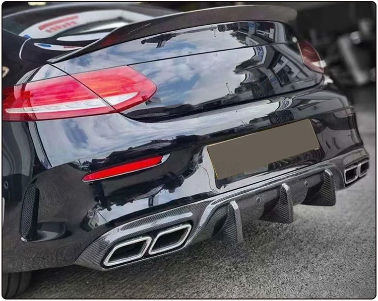 2015 + المصد الخلفي للسيارة من ألياف الكربون الأداء الساخن لسيارة Mercedes Benz C-Class W205 C63 2-door شفرة نمط الناشر الخلفي للسيارة