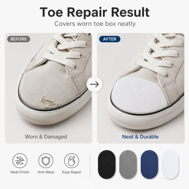 Self Adhesive Fabric Shoe Heel Repair Patches 24PCS, Wear-resistant Sneaker Hole Cover Protector Stickers, 4 Colors Available view 6