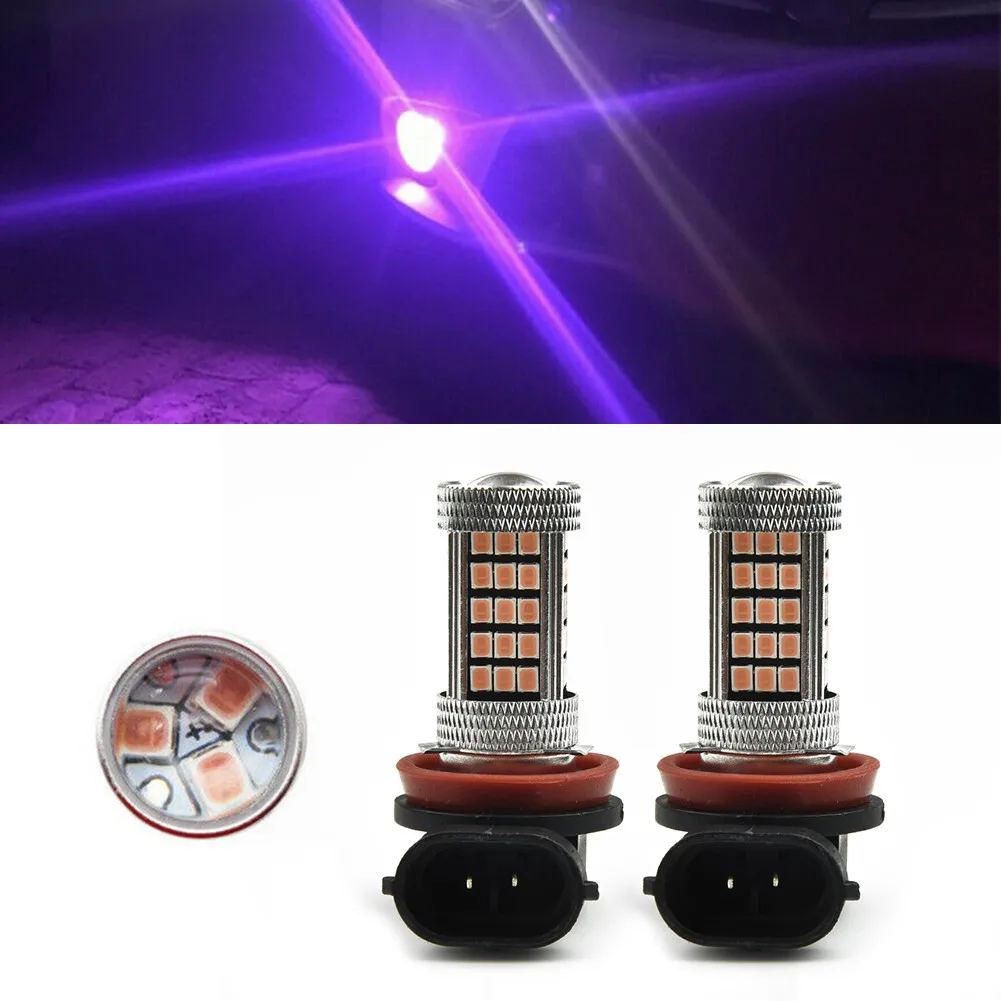 2Pcs 21-SMD H11/H8/H9 LED Bulbs Auto Car Headlight Fog Light 12V Signal Turn Light Driving Lamps Pink Purple Accessories