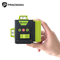 Pracmanu Laser Level 3D 12 Lines Mini Laser Level 360 Self-Leveling Horizontal and Vertical Cross Green Line