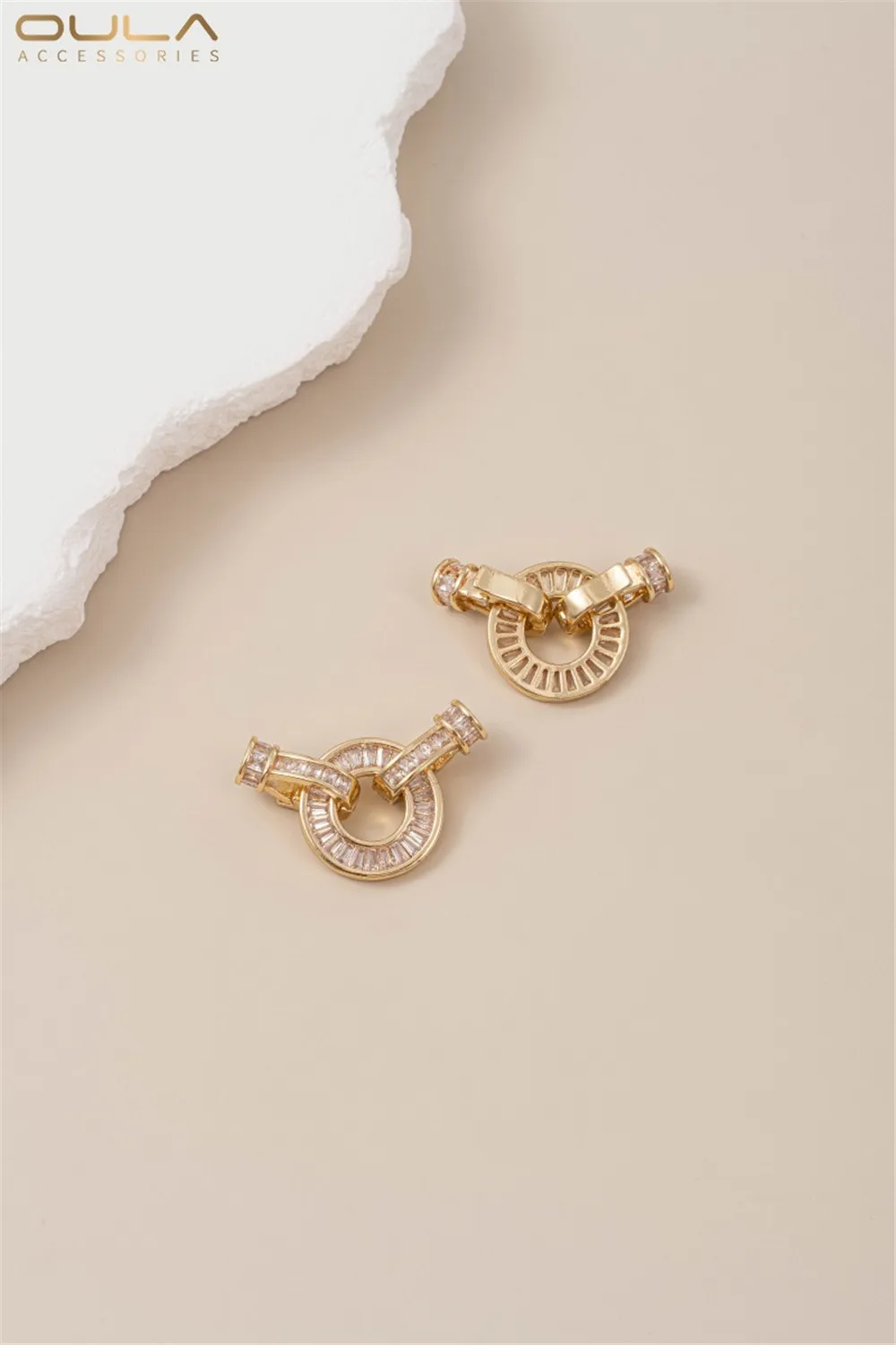 14K 18K Gold Pearl Buckle Zircon round Bracelet DIY Handmade Universal Necklace Clasp Color Preserving Jewelry Making Accessory