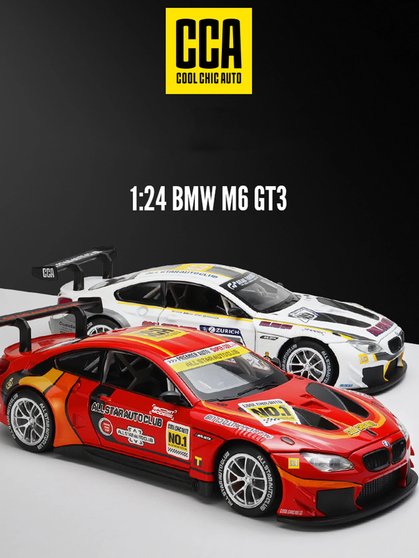 

CCA 1:24 имитация цинкового сплава BMW M6 GT3, модель автомобиля, статическое украшение, металлический коллекционный подарочный автомобиль