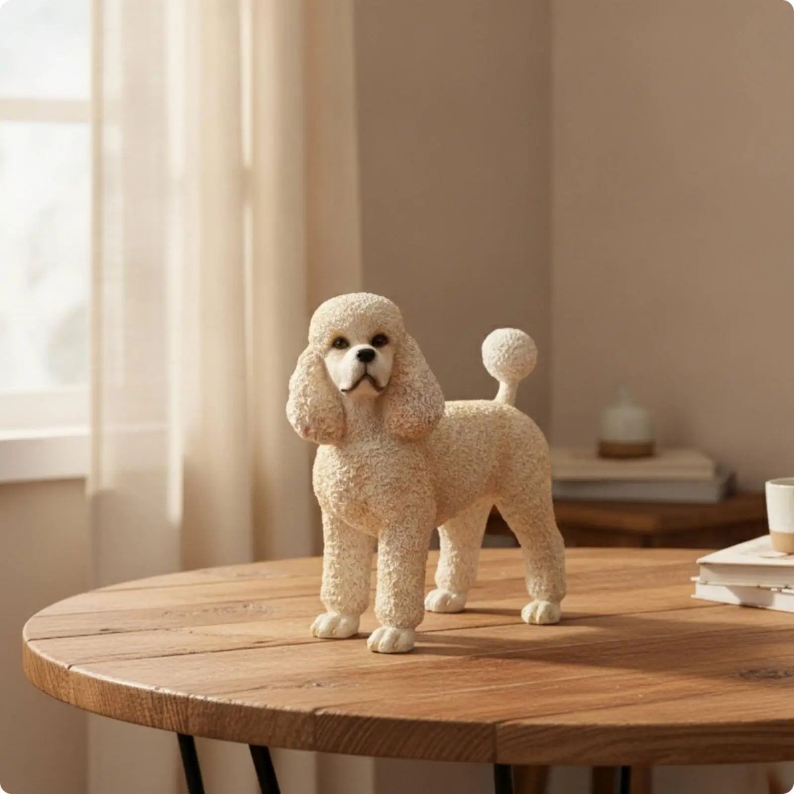 Poodle Figurine Hand-Painted Poodle Statue Textured Resin Dog Figurine for Living Room, Bookshelf, Housewarming
