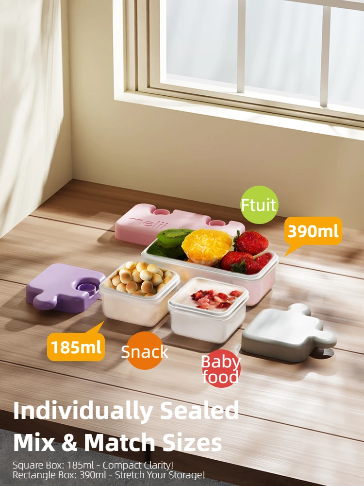 Melii Puzzle Container Fruit Lunch Box Picnic Box Storing Fruits Snacks Portable Detachable Babies Kids Separated for Organizing