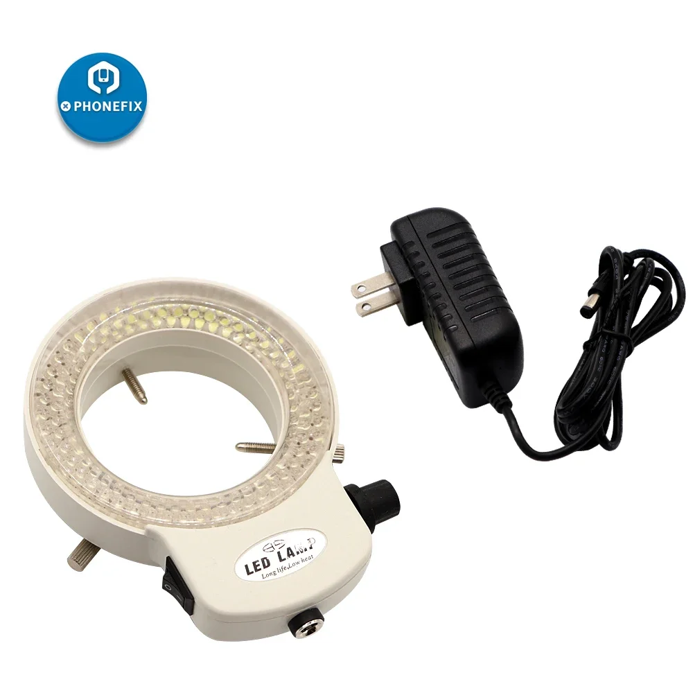 144 LED Adjustable Microscope Ring Light Illuminator Lamp For Industry Video Microscope Camera Magnifier PCB Motherboard Repair