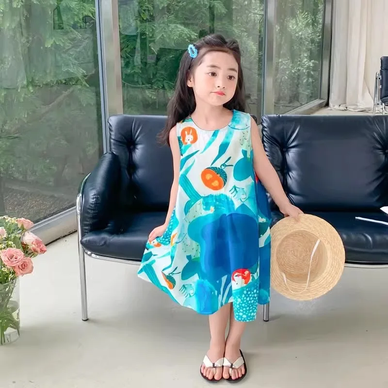 

Children's Clothing Girls Sleeveless Vest Skirt 2025 Summer New Children's Korean Version Graffiti Style Dress Cross-border New