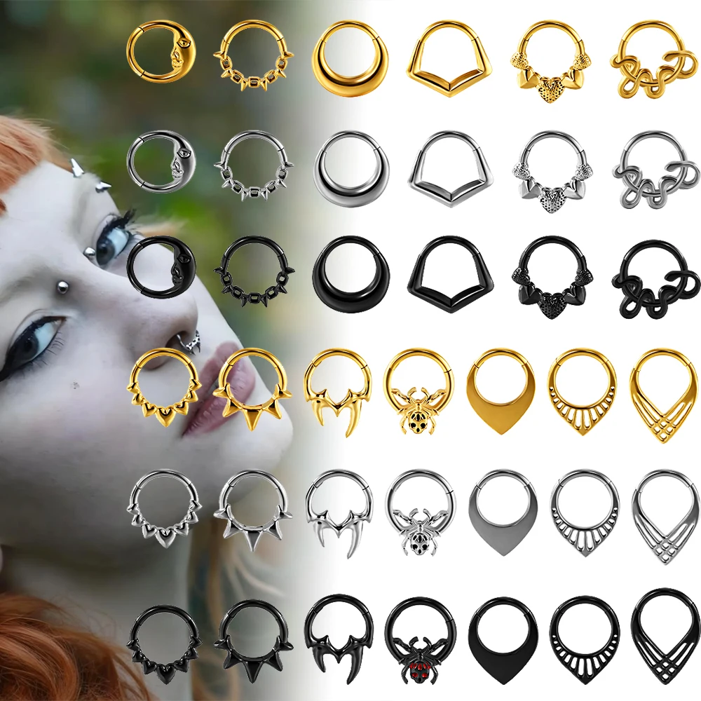 1PC Stainless Steel Septum Jewelry Various Styles Septum Rings Daith  Helix Earrings for Women CZ Septum Piercing Jewelry 16G